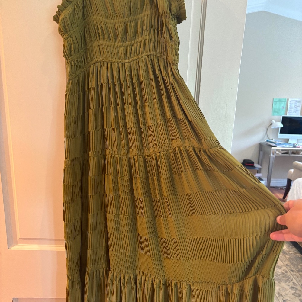 Olive Green Tiered Maxi Dress